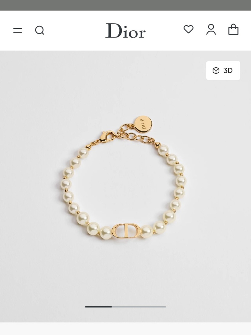 Dior - 30 Montaigne Bracelet
Gold-Finish Metal and White Resin Pearls